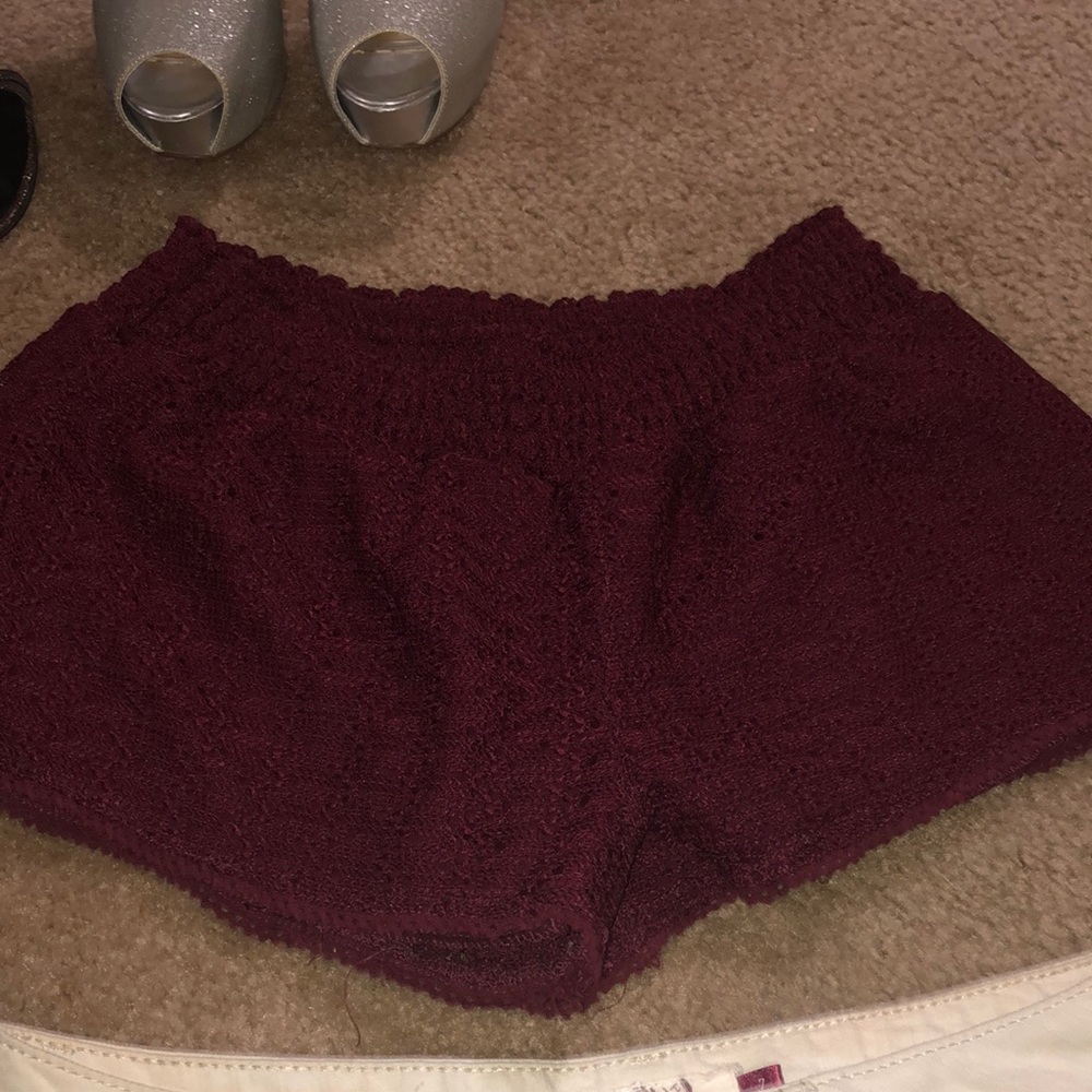 Soft stretchy maroon short shorts